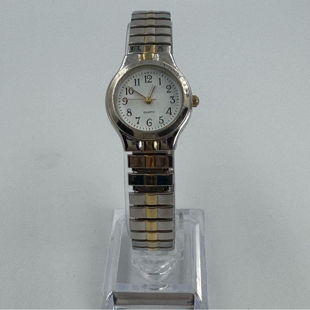 Advance Two Tone Ladies Watch With Stretch to Fit Stainless Steel Band Works